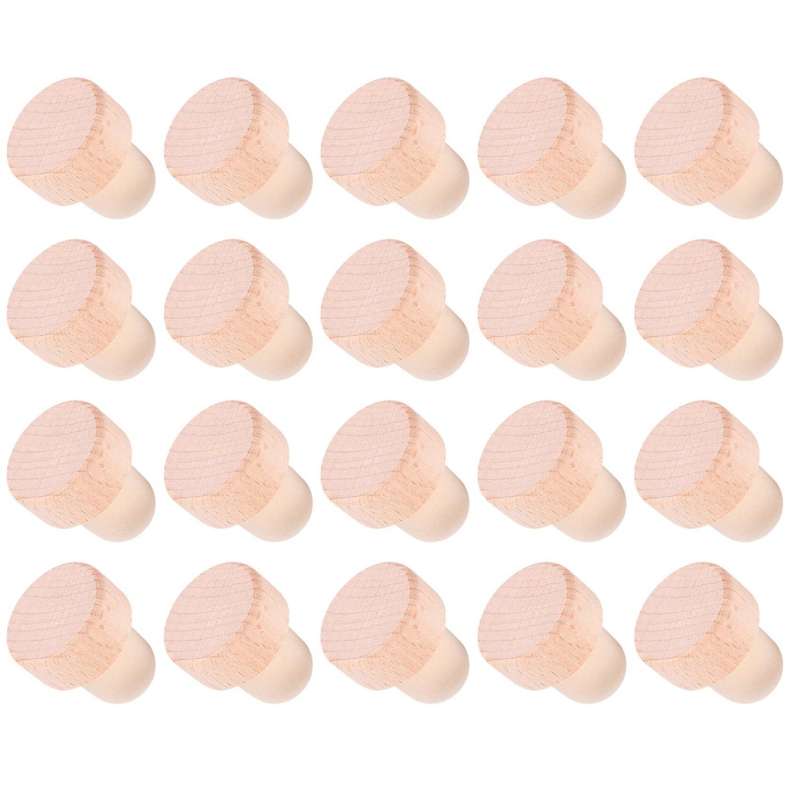 20 Pieces T Shape Wine Corks Tasting Corks T Shape Wine Corks with Beech Top Wooden Wine Bottle Sto