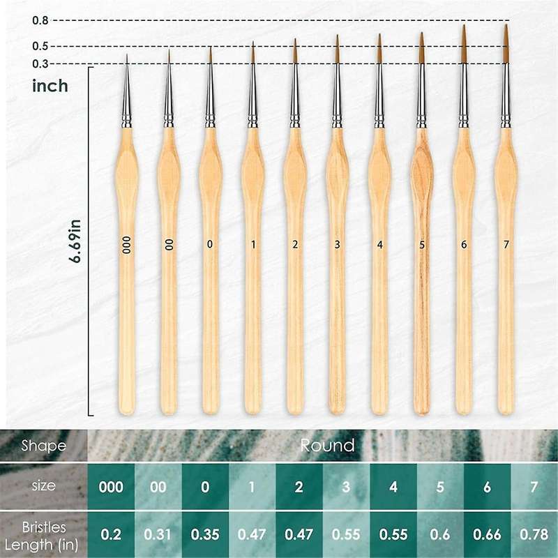 20 Pieces Detail Brushes for Painting Gouache Brushes Miniature Painting Kit for Acrylic Model Oil P