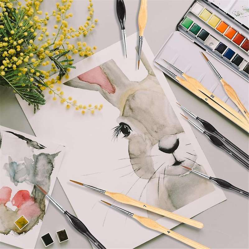 20 Pieces Detail Brushes for Painting Gouache Brushes Miniature Painting Kit for Acrylic Model Oil P