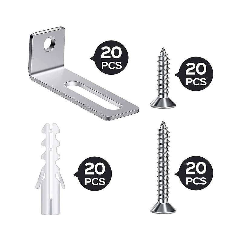 20 Set Whiteboard Installation Hardware Kit Wall Hanging Kit Mounting Brackets for Hanging Whiteboa