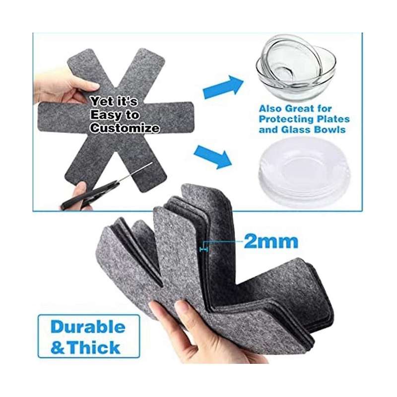 20 Pot Pan Protectors, 5 Sizes Of Gray Felt Pan and Pan Separator Pads, Non- Pan Divider Pads