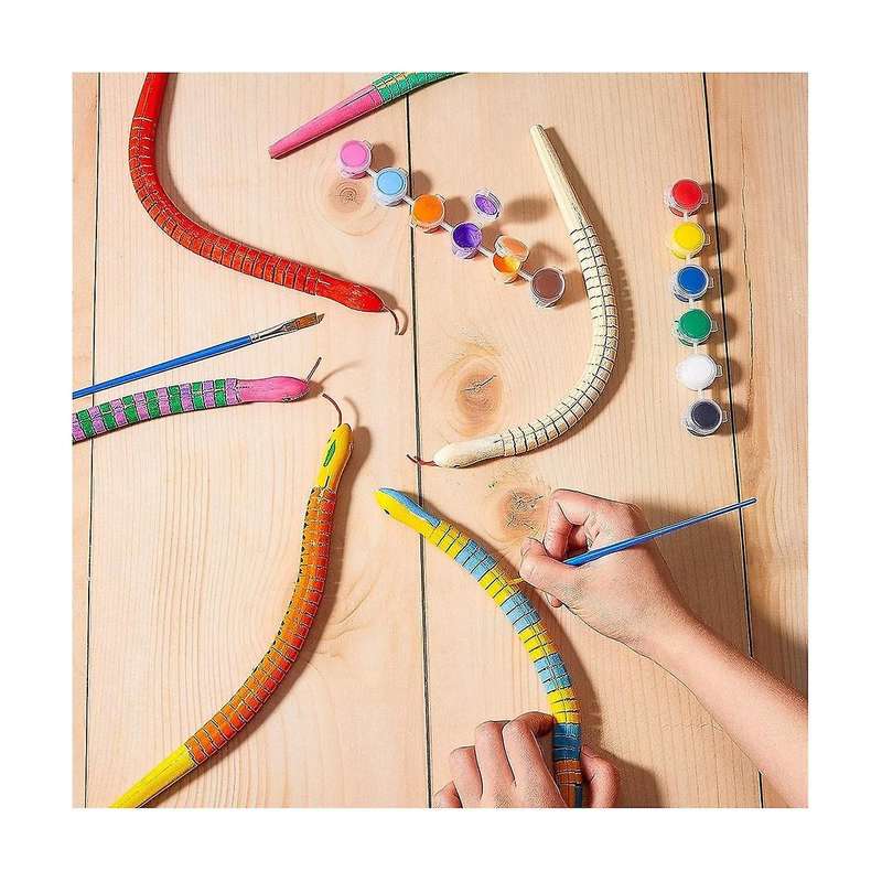 20 Pieces Wooden Snake Unfinished Wooden Wiggly Snake Jointed Flexible Wooden Snake with 12 Colors A