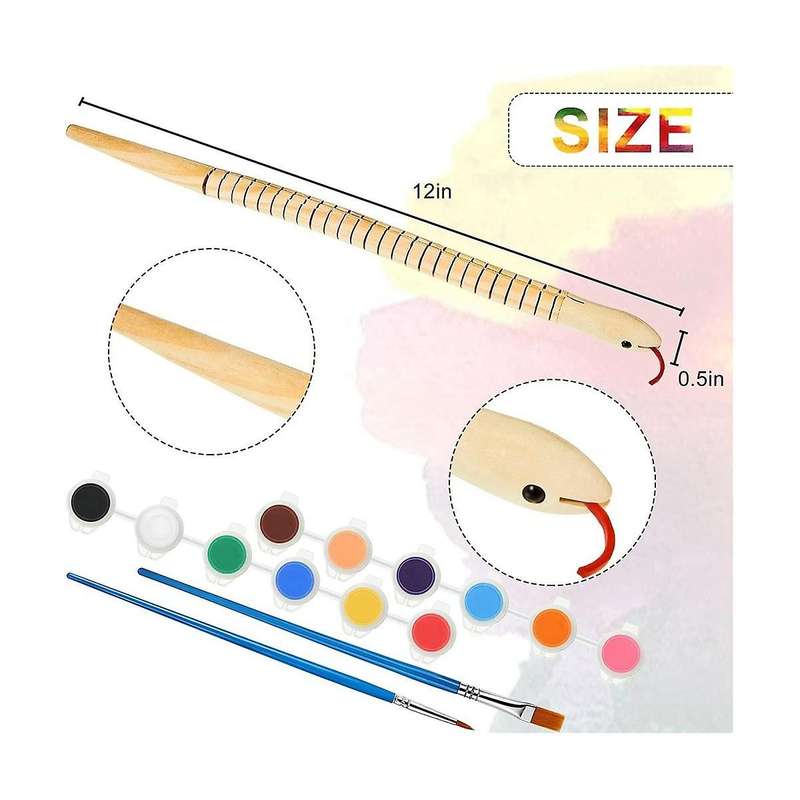 20 Pieces Wooden Snake Unfinished Wooden Wiggly Snake Jointed Flexible Wooden Snake with 12 Colors A