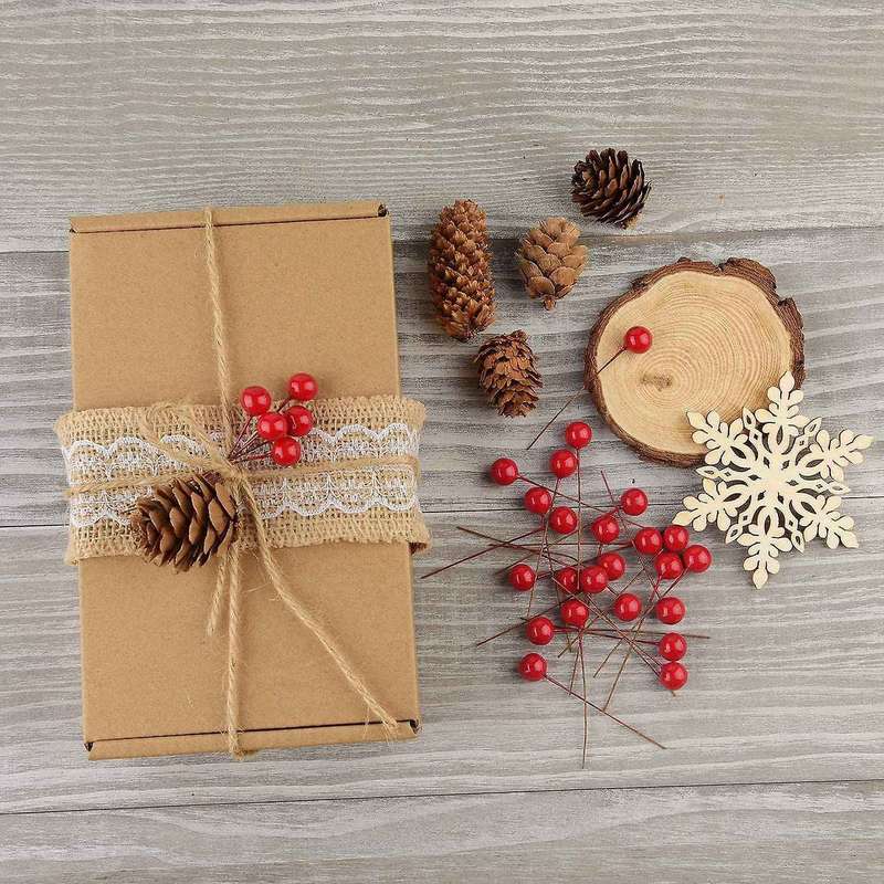 200 Pcs Holly Berries Artificial Berries for Christmas Wreath Decorations Wreath Making Supplies Par