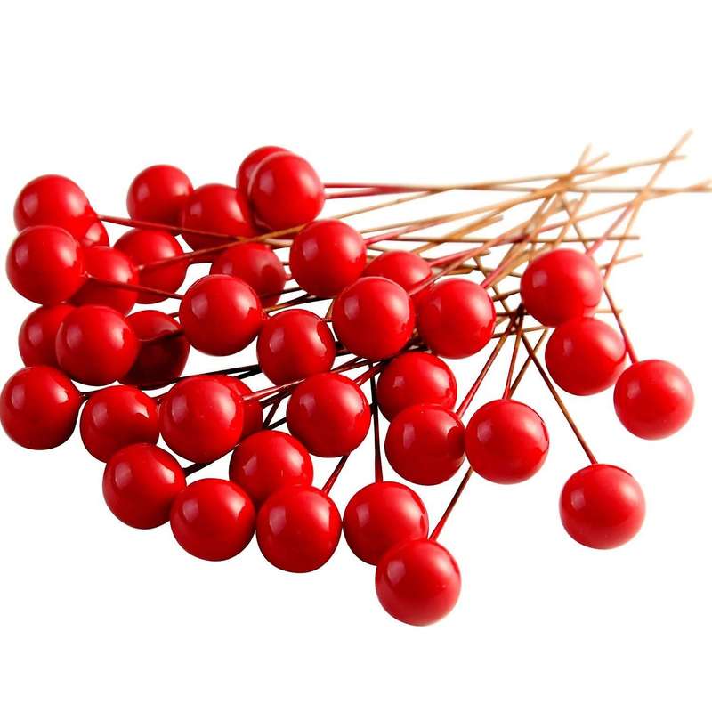 200 Pcs Holly Berries Artificial Berries for Christmas Wreath Decorations Wreath Making Supplies Par