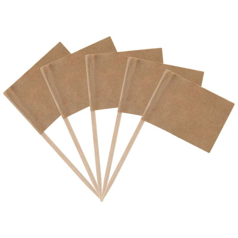 200 Pack Blank Toothpick Flags Kraft Paper Flag Picks Cheese Markers for Cupcake, Food, Fruit, Party