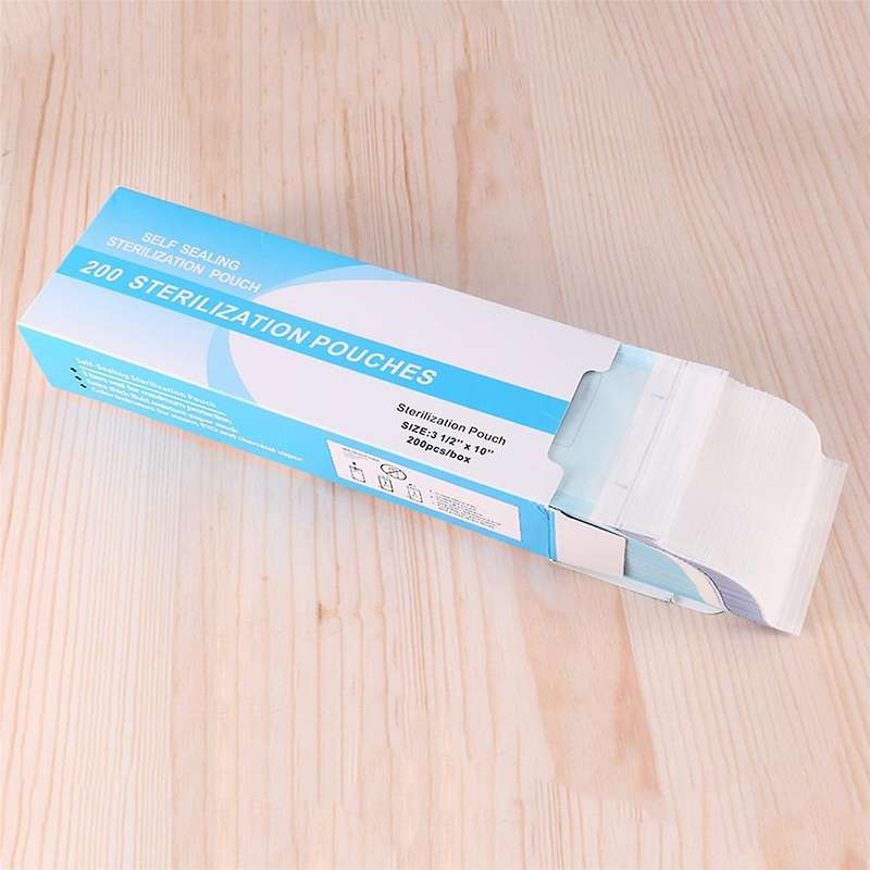 200 Pcs Self Sealing Sterilization Pouch Bags for Nail Tools Grade Paper Disposable Dental Storage