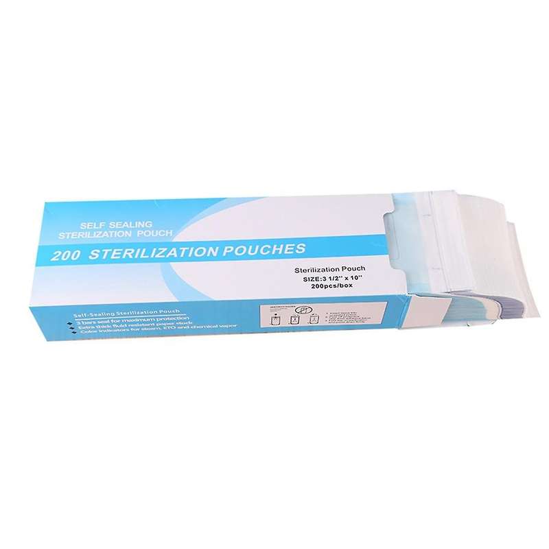 200 Pcs Self Sealing Sterilization Pouch Bags for Nail Tools Grade Paper Disposable Dental Storage