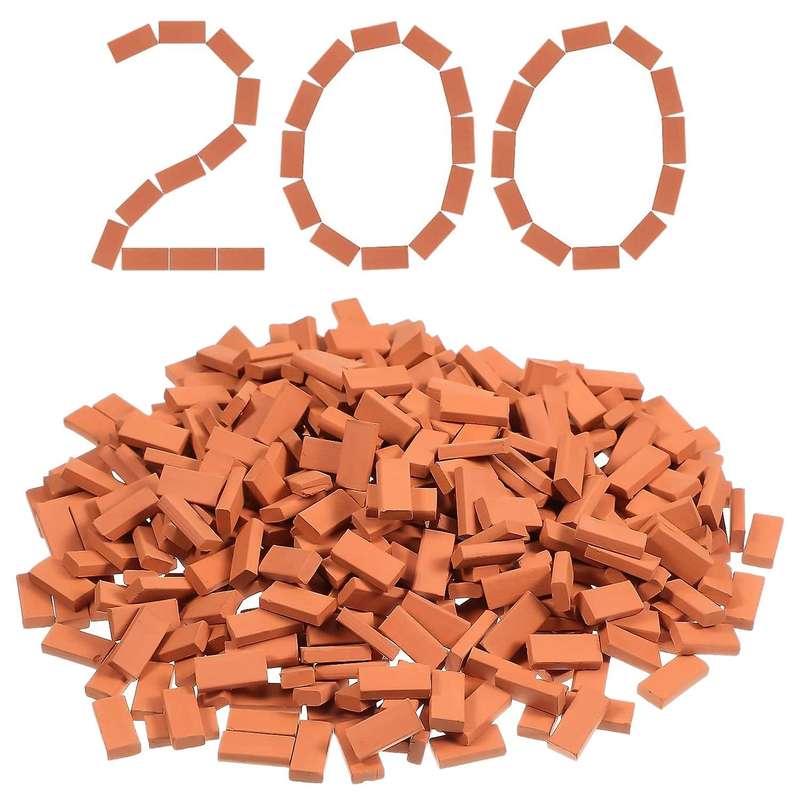 200 Pieces Mini Bricks for Landscaping Miniature Bricks Brick Wall Small Bricks for Garden Parts,1/