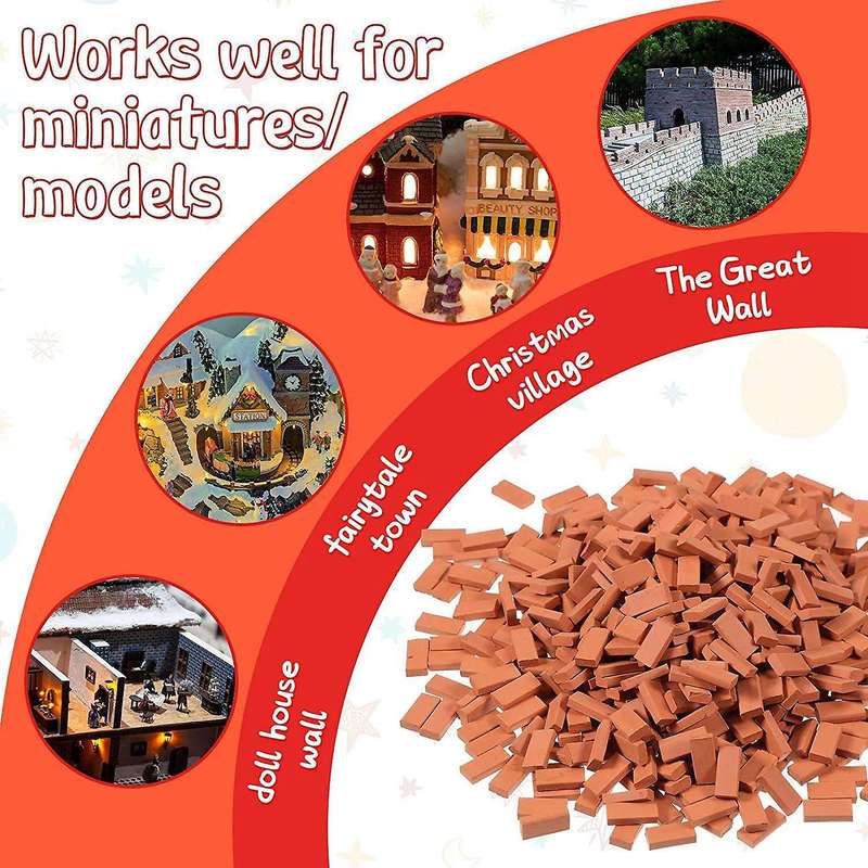 200 Pieces Mini Bricks for Landscaping Miniature Bricks Brick Wall Small Bricks for Garden Parts,1/