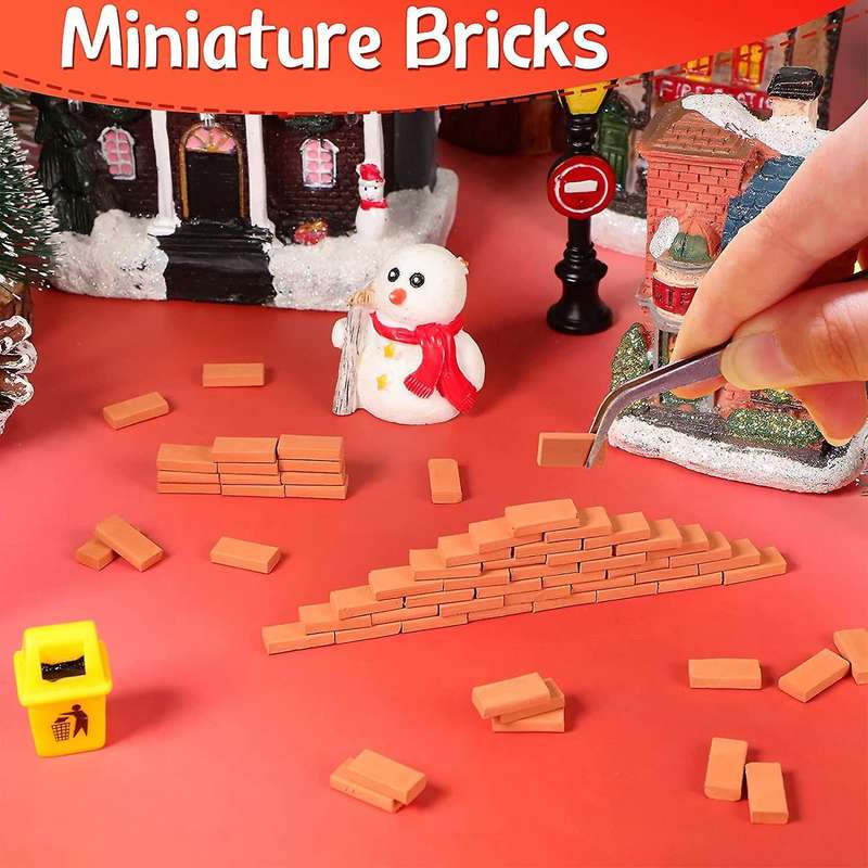 200 Pieces Mini Bricks for Landscaping Miniature Bricks Brick Wall Small Bricks for Garden Parts,1/
