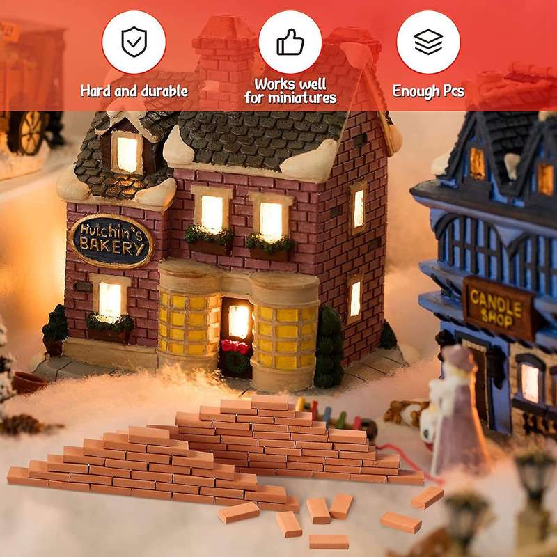 200 Pieces Mini Bricks for Landscaping Miniature Bricks Brick Wall Small Bricks for Garden Parts,1/