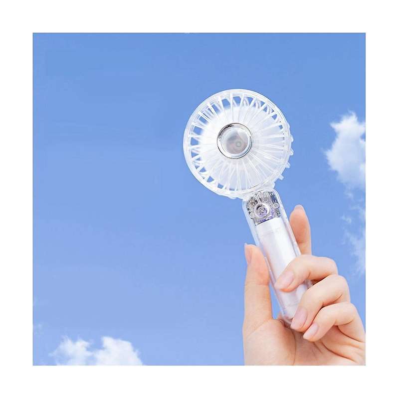 2000mah Transparent Shell Mini Handheld Fan 3 Gear Air Cooling Usb Battery Portable Fan with Light