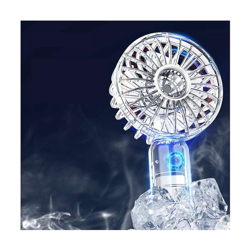 2000mah Transparent Shell Mini Handheld Fan 3 Gear Air Cooling Usb Battery Portable Fan with Light