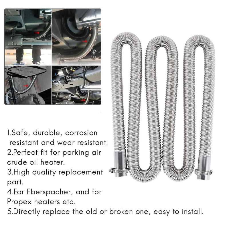200cm Car Parking Heater Exhaust Pipe with 2 Clamps Fuel Tank Exhaust Pipe Hose Tube for crude oil-