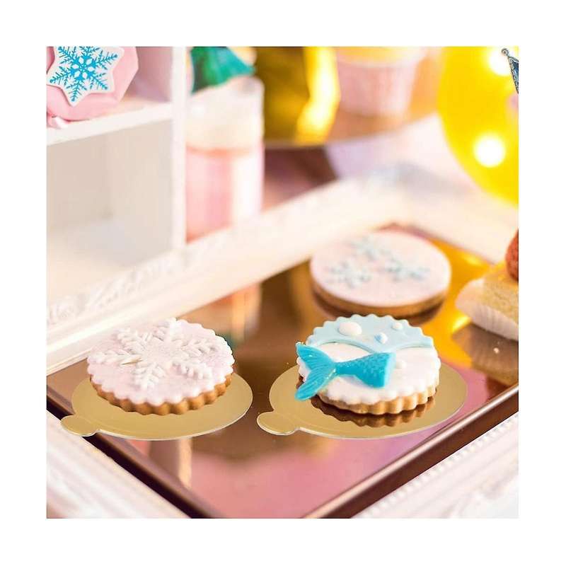 200pc Golden Mousse Mat Bottom Foam Cake Stand Base Boards Paper Board Shape Dessert Tray Cake Decor