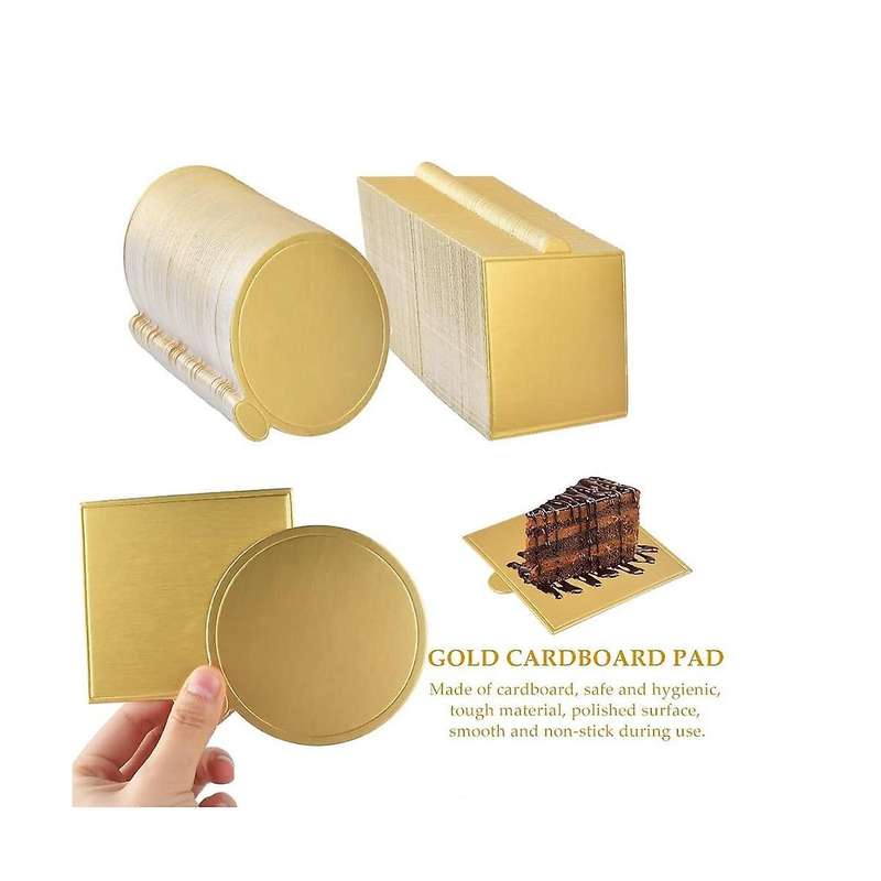 200pc Golden Mousse Mat Bottom Foam Cake Stand Base Boards Paper Board Shape Dessert Tray Cake Decor