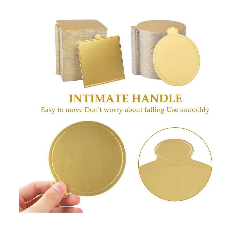 200pc Golden Mousse Mat Bottom Foam Cake Stand Base Boards Paper Board Shape Dessert Tray Cake Decor