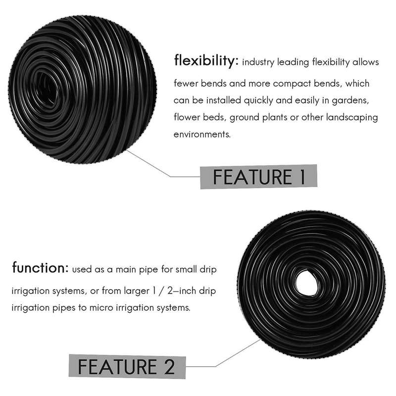 200Ft 1/4 Inch Blank Distribution Tubing Irrigation Hose Garden Watering Tube Line
