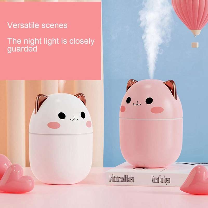 200Ml Air Humidifier Cute Aroma Diffuser with Night Light Cold Mist for Bedroom Car Plants Purifier