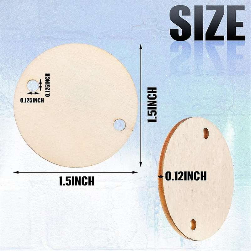 200pcs Circle Wooden Tags Birthday Board Tags with 2 Holes for Birthday Board Chore Board Diy Craft
