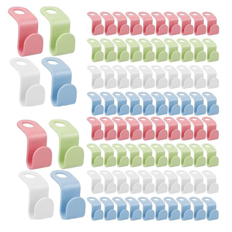200pcs Clothes Hanger Connector Hooks, 4-colors Hanger Extender Hooks, Plastic Cascading Hanger Hoo
