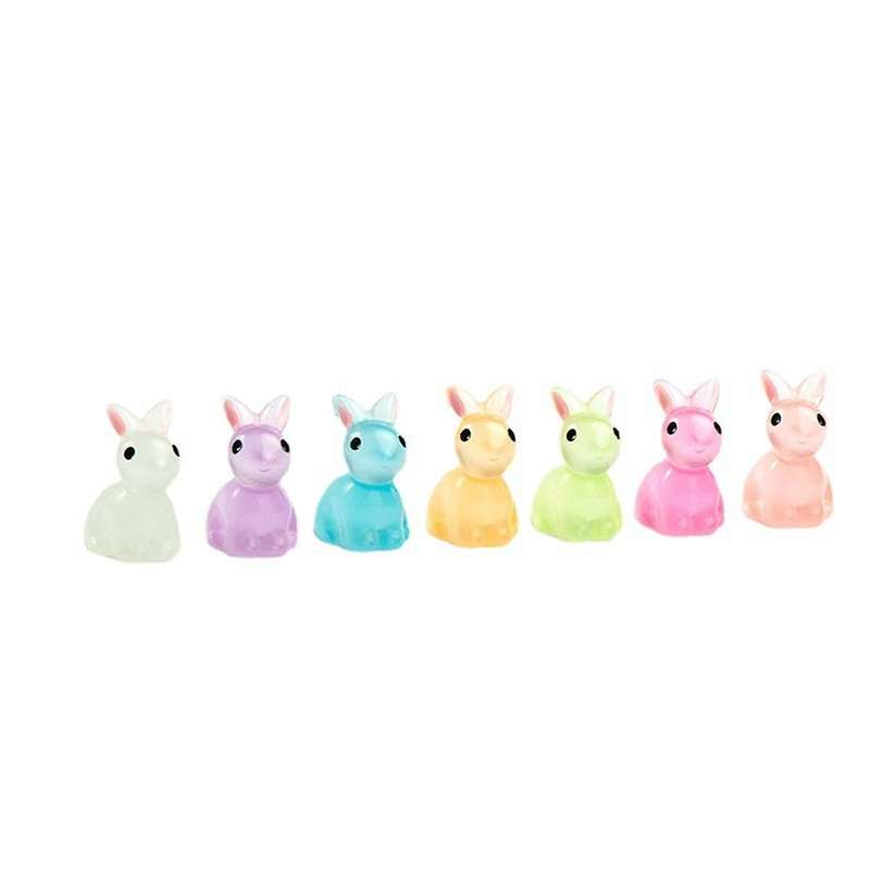 200PCS Mini Luminous Rabbit Luminous Mini Resin Bunny Miniature Rabbit Figurines Glow in the Miniat