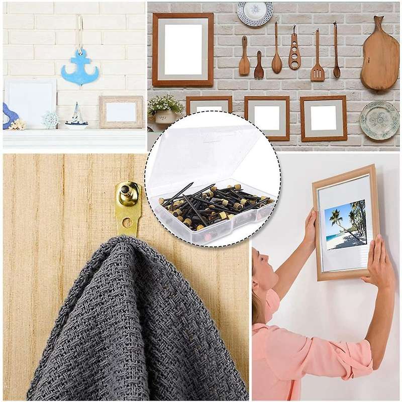 200Pcs Picture Hanging Nails 4 Sizes Wall Nails for Picture,Nails for Wall Picture for Wall Decorati