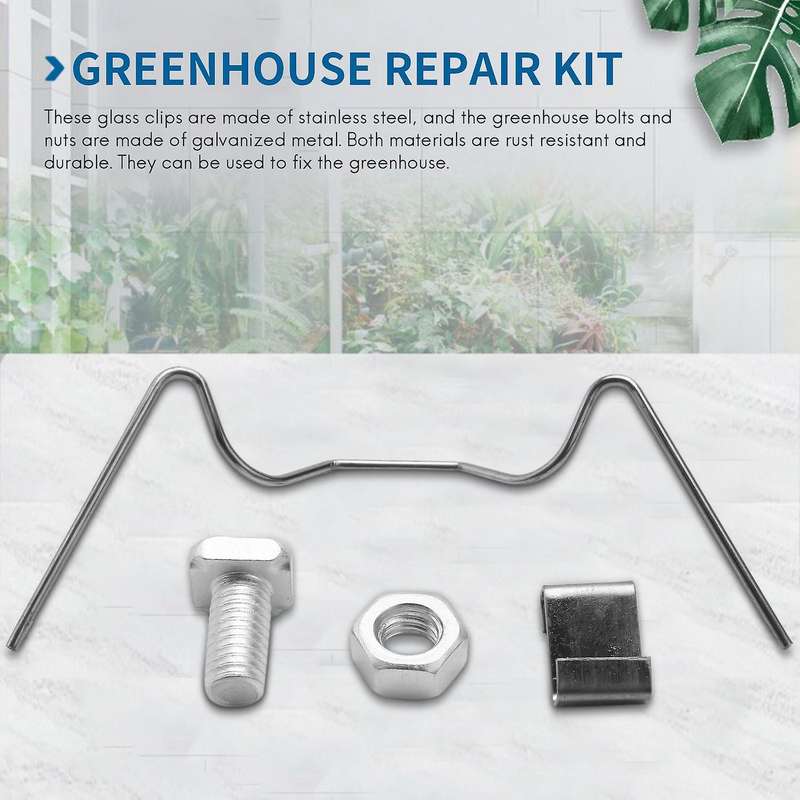 200Pcs Greenhouse Repair Kit, Include Glazing W Wire ,Z Overlap ,Aluminium Nut and for Aluminium Gre