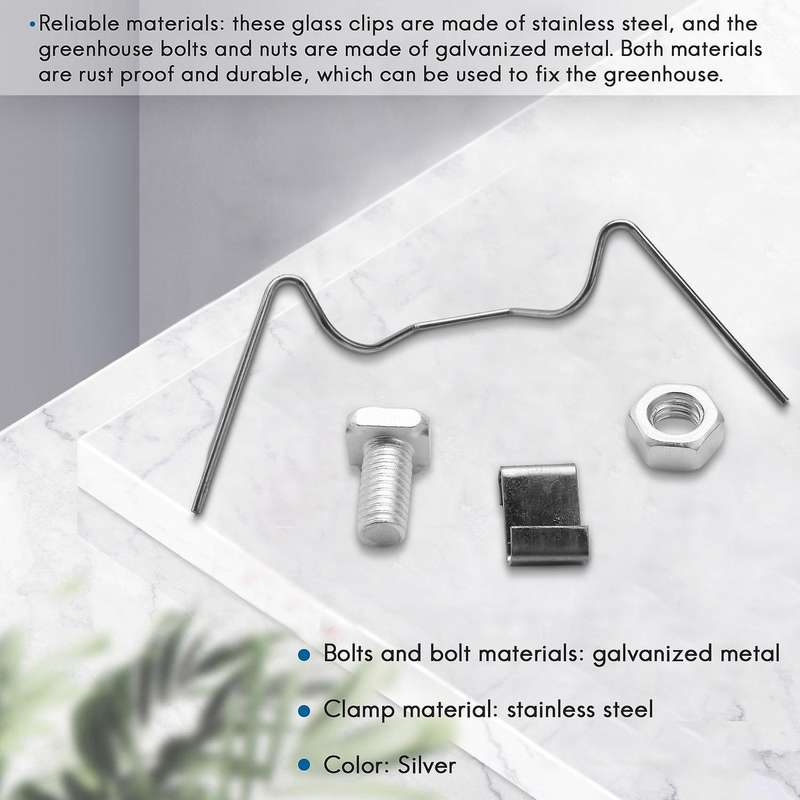 200Pcs Greenhouse Repair Kit, Include Glazing W Wire ,Z Overlap ,Aluminium Nut and for Aluminium Gre