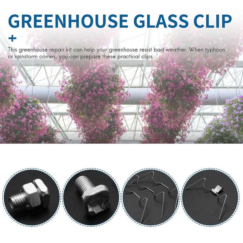 200Pcs Greenhouse Repair Kit, Include Glazing W Wire ,Z Overlap ,Aluminium Nut and for Aluminium Gre
