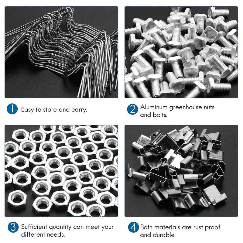 200Pcs Greenhouse Repair Kit, Include Glazing W Wire ,Z Overlap ,Aluminium Nut and for Aluminium Gre