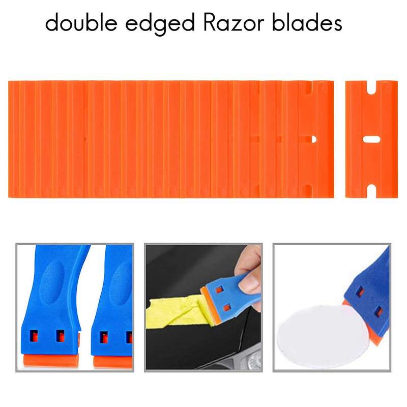 200PCS Plastic Blades Double Edge Blades for Remove Decals Stickers Adhesive Label and Glass Clean