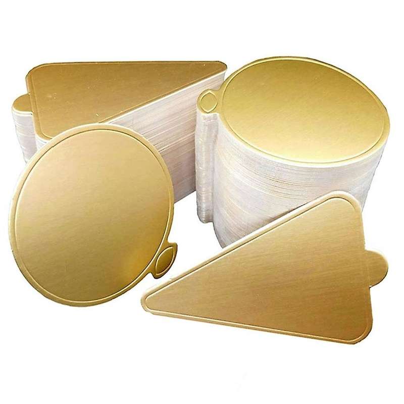 200pcs Mini Round Triple-cornered Golden Cardboard Cake Base Sets,gold Mousse Cake Cardboard Set,cu