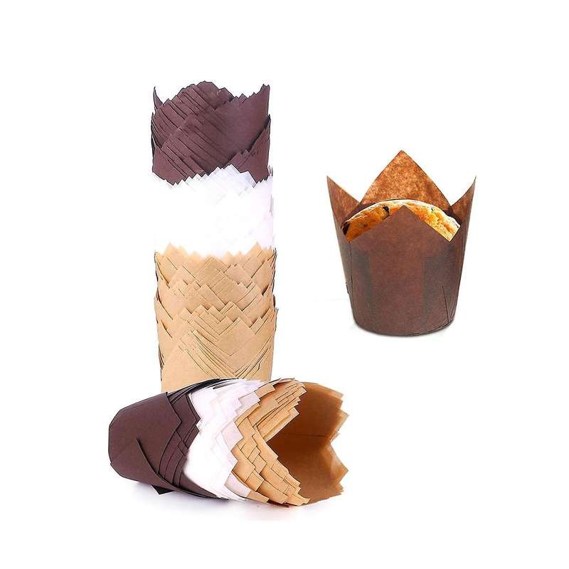 200PCS Tulip Cupcake Liners Upgrade Parchment Paper Muffin Liners for Baking Cupcake for Party Weddi