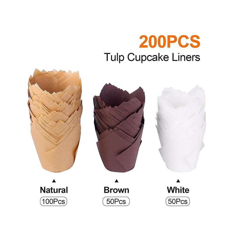 200PCS Tulip Cupcake Liners Upgrade Parchment Paper Muffin Liners for Baking Cupcake for Party Weddi