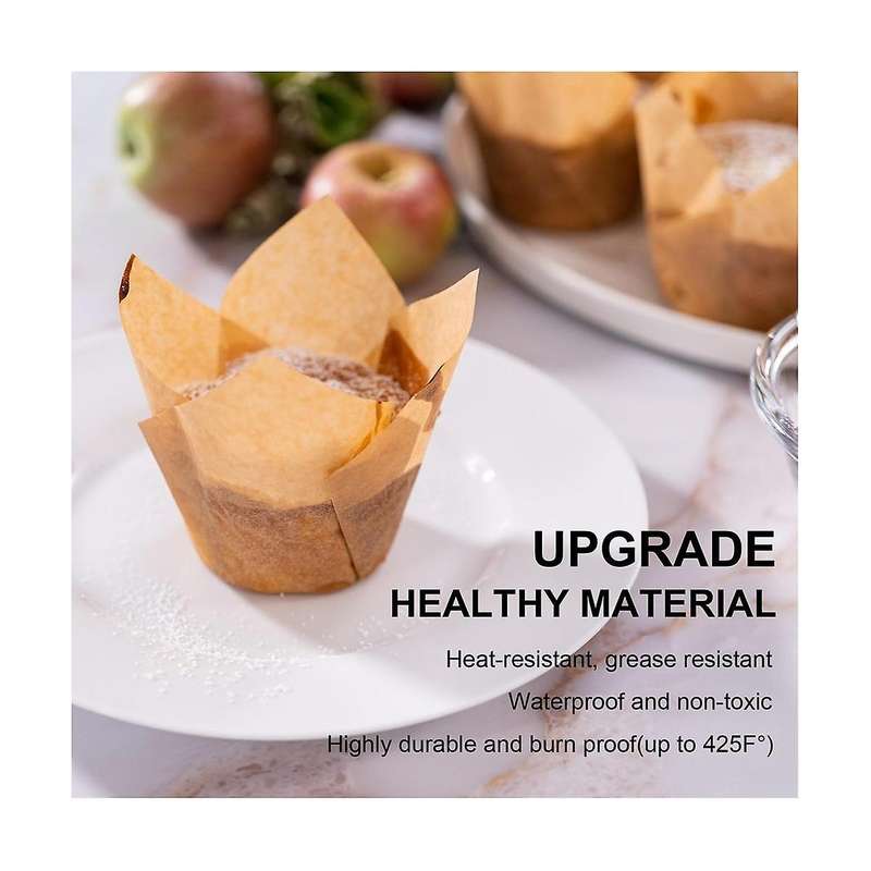 200PCS Tulip Cupcake Liners Upgrade Parchment Paper Muffin Liners for Baking Cupcake for Party Weddi