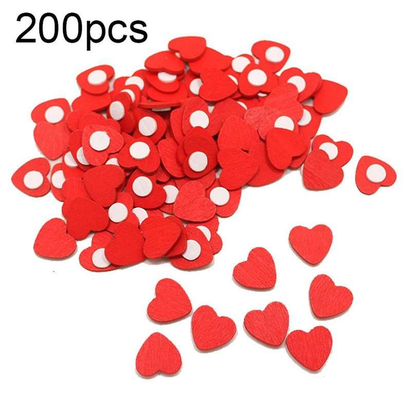 200Pcs Wooden Heart Stickers, Room Decor, Heart Shape Self Adhesive Stickers for Weeding Valentine's