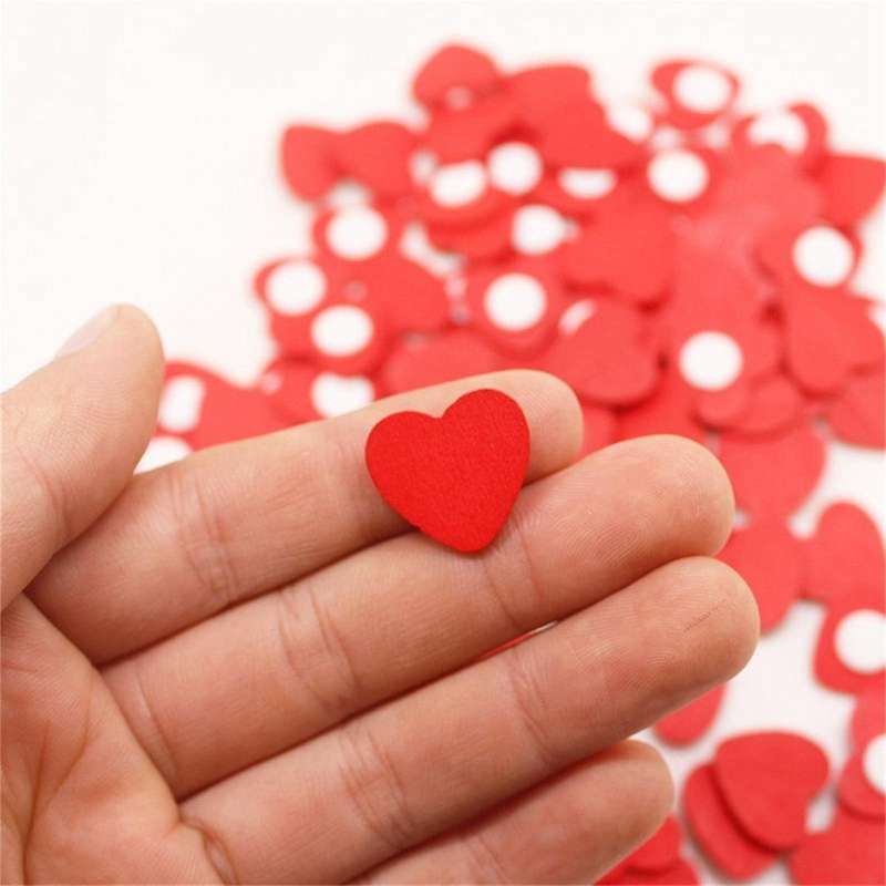 200Pcs Wooden Heart Stickers, Room Decor, Heart Shape Self Adhesive Stickers for Weeding Valentine's