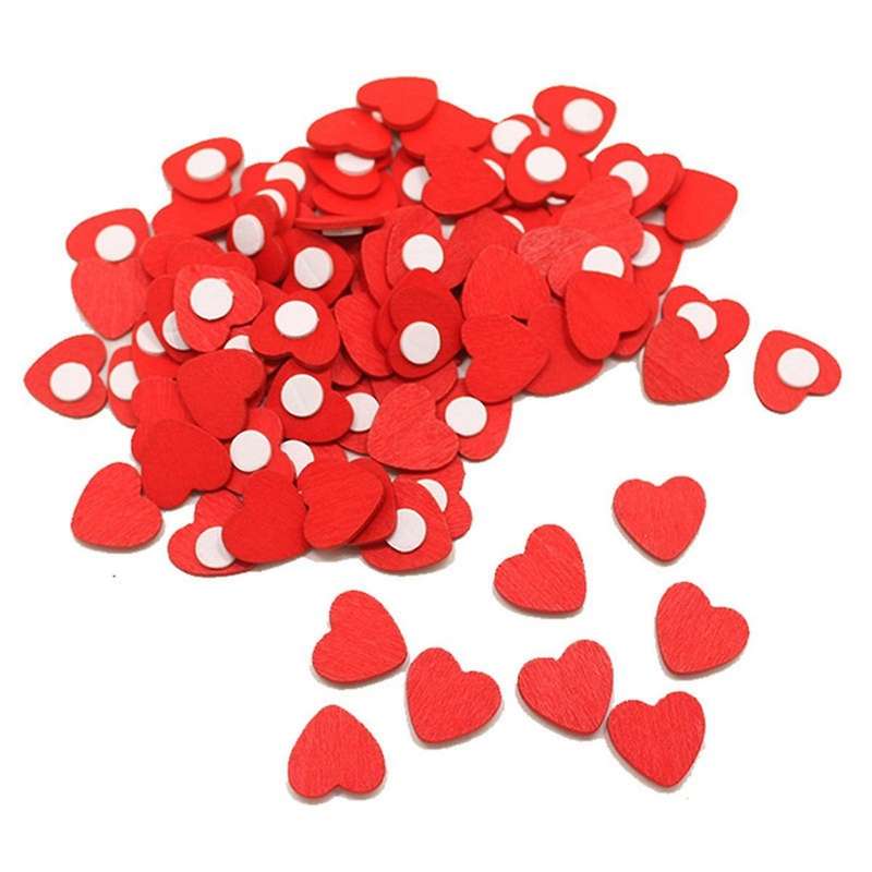 200Pcs Wooden Heart Stickers, Room Decor, Heart Shape Self Adhesive Stickers for Weeding Valentine's
