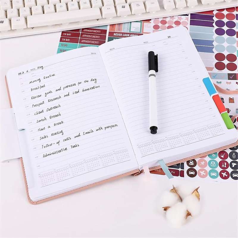 2024-2025 Planner with Practical Stickers, Undated Daily Weekly Organizer,Leather Cover with Card St