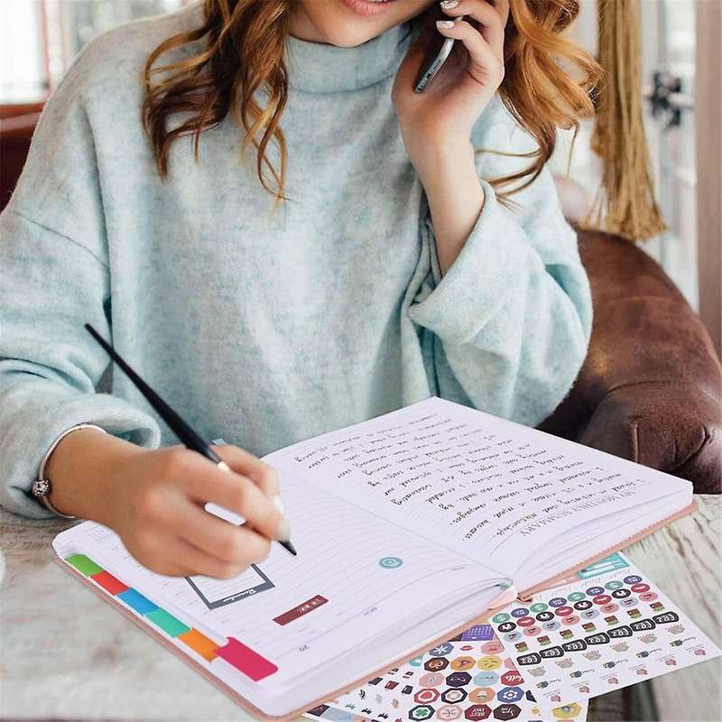 2024-2025 Planner with Practical Stickers, Undated Daily Weekly Organizer,Leather Cover with Card St
