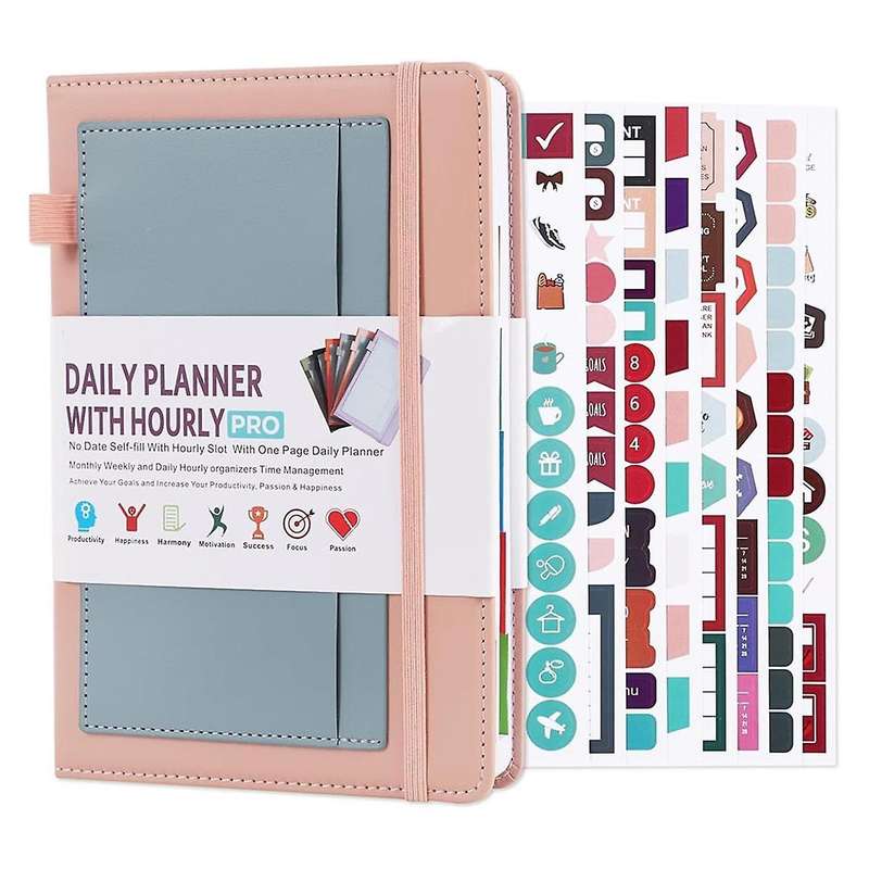 2024-2025 Planner with Practical Stickers, Undated Daily Weekly Organizer,Leather Cover with Card St