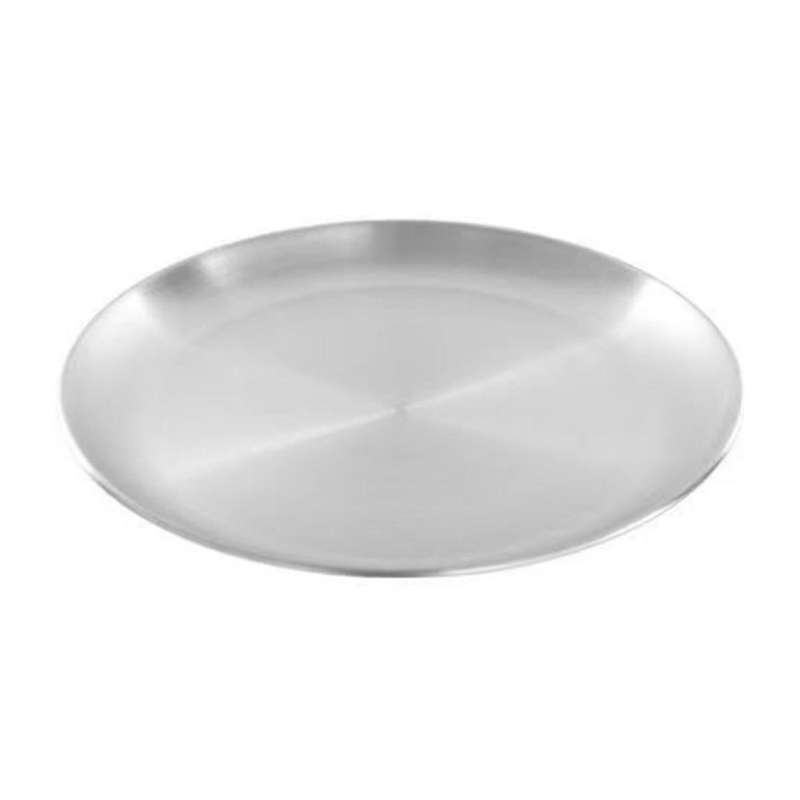 20cm Stainless Steel Bone Spitting Dish Silver Shallow Tray Metal Dining Disc Round Plate Dessert Ta