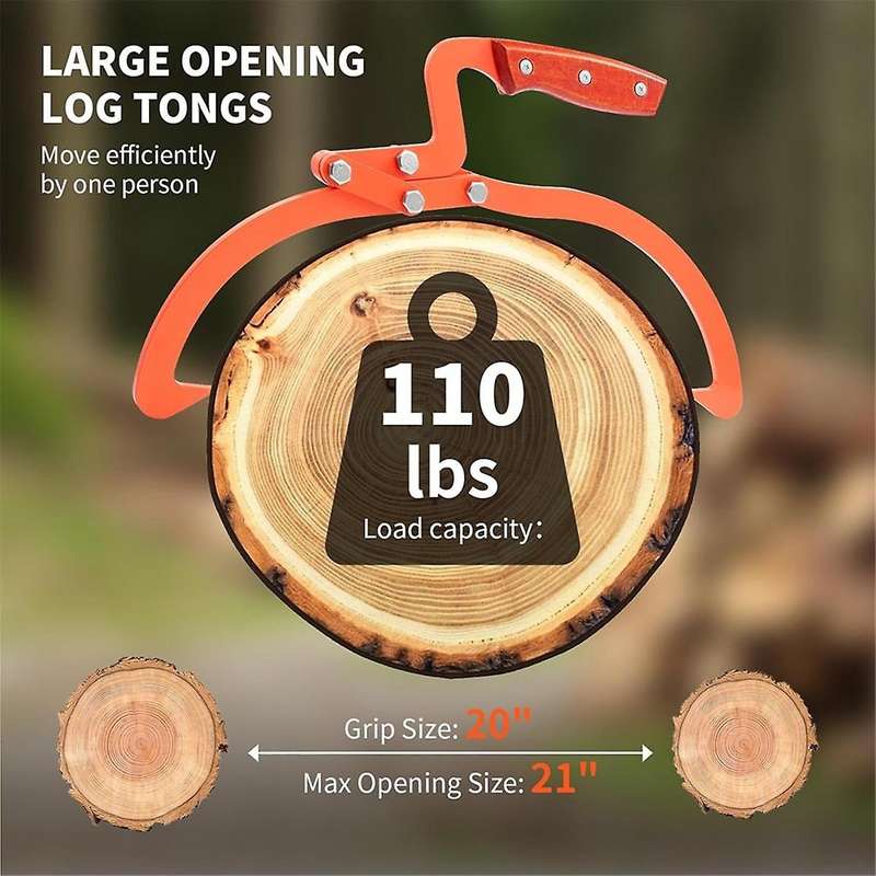 20inch Log Tongs Loads Up to 110 Lbs 2 Claw Skidding Tongs Non- Grip Loading Capacity, Dragging & Ca