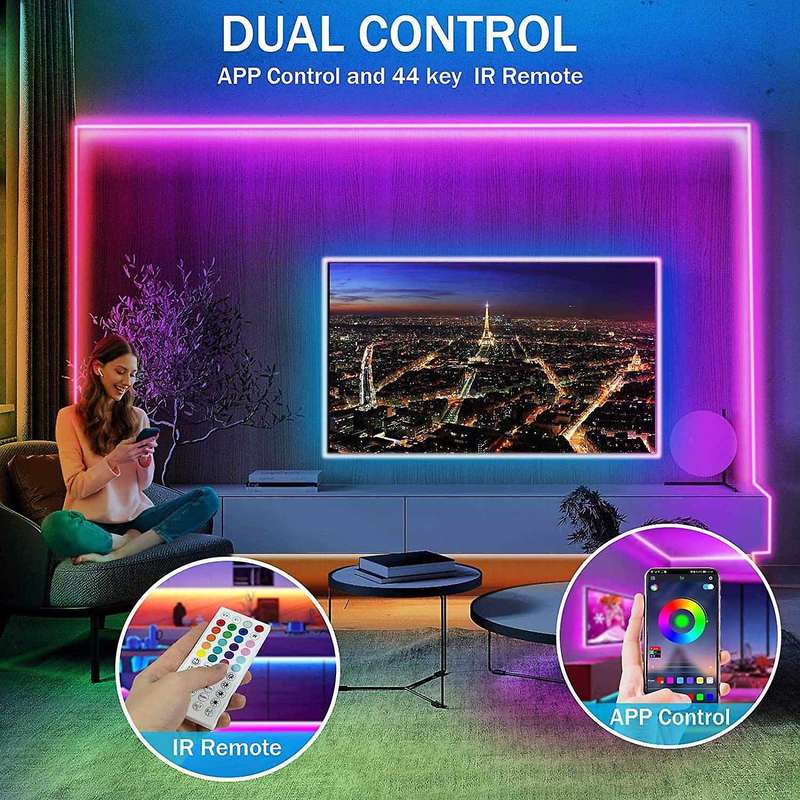 20m Led Lights Strip 5050 Rgb 600 Led Light Strip with Remote & Bluetooth Control,colour Changing,fo