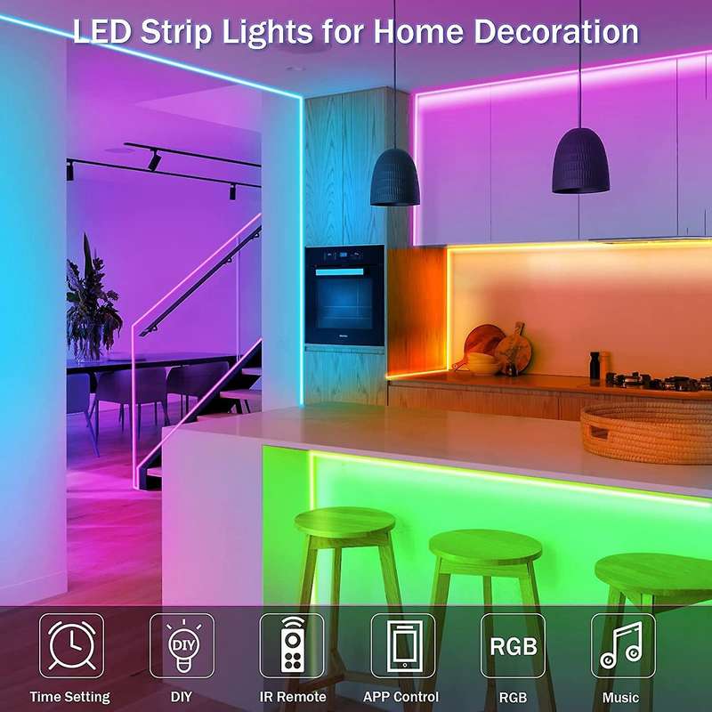 20m Led Lights Strip 5050 Rgb 600 Led Light Strip with Remote & Bluetooth Control,colour Changing,fo