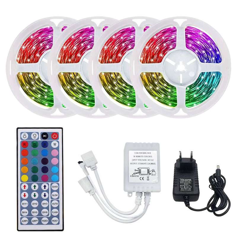 20M RGB LED Strip Light 3528 1200LEDs Flexible LED Light Strip with 44 Key Remote for Bedroom Christ