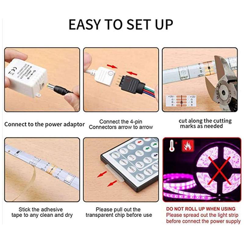 20M RGB LED Strip Light 3528 1200LEDs Flexible LED Light Strip with 44 Key Remote for Bedroom Christ