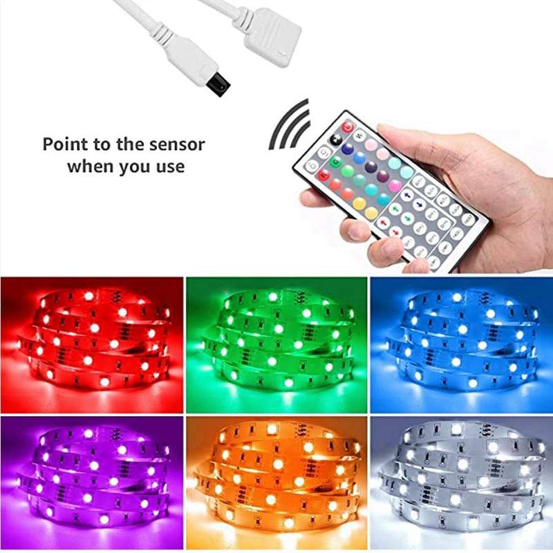 20M RGB LED Strip Light 3528 1200LEDs Flexible LED Light Strip with 44 Key Remote for Bedroom Christ